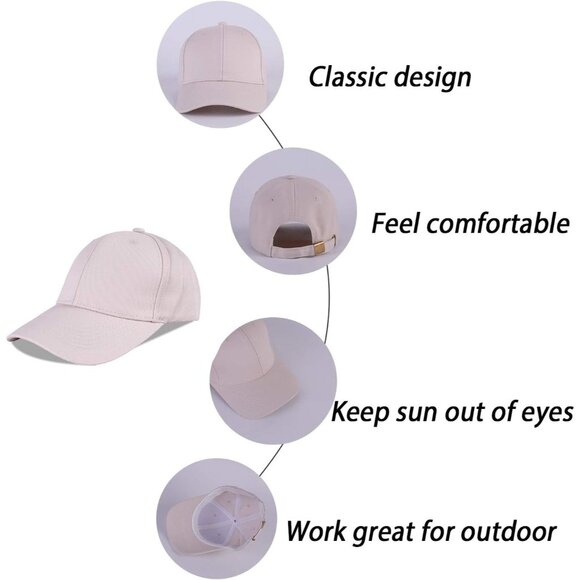 Unisex Black + Khaki Blue Baseball Cap Cotton Fits Washed Denim Adjustable Hat - Picture 6 of 6